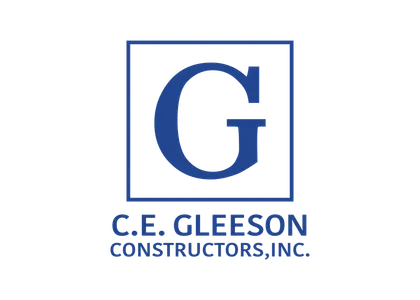 Blue logo of C.E. Gleeson Constructors, Inc.